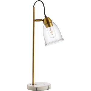 SAFAVIEH Lighting Collection Gibson White/Gold Table Lamp with USB Charging Port (LED Bulb Included)(White/Gold)