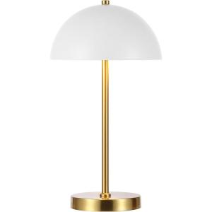 SAFAVIEH Lighting Collection Goldie Brass Gold/White 20-inch Table Lamp (LED Bulb Included)