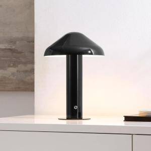 SAFAVIEH Lighting Collection Jace Black 13-inch Mushroom Table Lamp with Dimmer for Bedroom, Living Room, Home Office, Desk, Nightstand (LED Bulb Included)(Black)