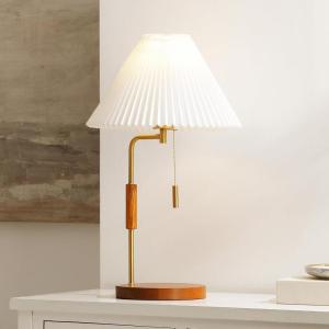 SAFAVIEH Lighting Collection Jonah Wood Finish 24-inch Table Lamp (LED Bulb Included)