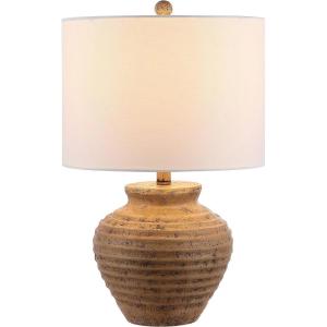 SAFAVIEH Lighting Collection Kamryn Rustic Farmhouse Brown 23-inch Bedroom Living Room Home Office Desk Nightstand Table Lamp (LED Bulb Included)