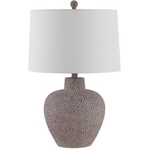 SAFAVIEH Lighting Collection Kei Modern Grey 24-inch Bedroom Living Room Home Office Desk Nightstand Table Lamp (LED Bulb Included)