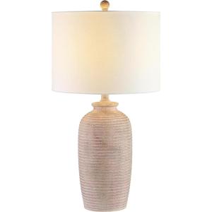 SAFAVIEH Lighting Collection Kensen Farmhouse Sandy Pearl 27-inch Bedroom Living Room Home Office Desk Nightstand Table Lamp (LED Bulb Included)