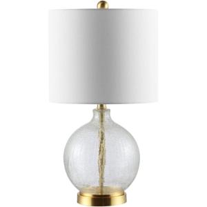 SAFAVIEH Lighting Collection Lovell Clear Glass/ Gold 22-inch Bedroom Living Room Home Office Desk Nightstand Table Lamp (LED Bulb Included)