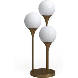 SAFAVIEH Lighting Collection Marzio Modern Brass Gold 3-Orb 25-inch Bedroom Living Room Home Office Desk Nightstand Table Lamp (LED Bulb Included)