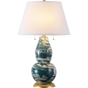 SAFAVIEH Lighting Collection Modern Swirls Blue/ White 29-inch Bedroom Living Room Home Office Desk Nightstand Table Lamp (LED Bulbs Included)(Blue/White)
