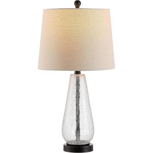 SAFAVIEH Lighting Collection Naila Modern Contemporary Farmhouse Clear Glass 26-inch Bedroom Living Room Home Office Desk Nightstand Table Lamp (LED Bulb Included)