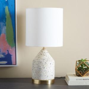 SAFAVIEH Lighting Collection Nicolai White Terrazzo/Gold 20-inch Bottle Table Lamp (LED Bulb Included)