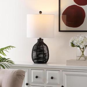 SAFAVIEH Lighting Collection Oroya Light Natural 23-inch Table Lamp (LED Bulb Included)(Black)