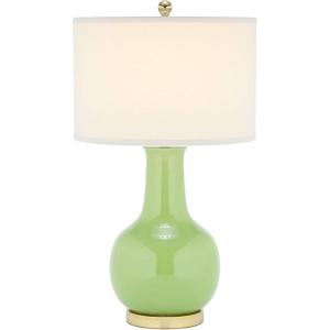 SAFAVIEH Lighting Collection Paris Modern Emerald Green Ceramic 28-inch Bedroom Living Room Home Office Desk Nightstand Table Lamp (LED Bulb Included)(Green)