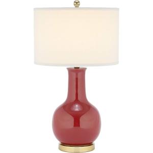 SAFAVIEH Lighting Collection Paris Modern Emerald Green Ceramic 28-inch Bedroom Living Room Home Office Desk Nightstand Table Lamp (LED Bulb Included)(Red)