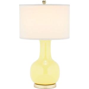 SAFAVIEH Lighting Collection Paris Modern Emerald Green Ceramic 28-inch Bedroom Living Room Home Office Desk Nightstand Table Lamp (LED Bulb Included)(Yellow)