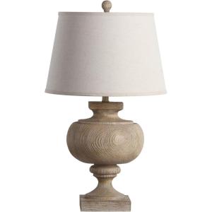 SAFAVIEH Lighting Collection Prescott Rustic Farmhouse Wood Finish 31-inch Bedroom Living Room Home Office Desk Nightstand Table Lamp (LED Bulb Included)