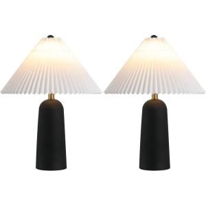 SAFAVIEH Lighting Collection Reese Black Resin 22-inch Table Lamp Set of 2(Black)