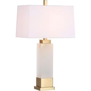 SAFAVIEH Lighting Collection Rozella Alabaster White/ Gold 30-inch Bedroom Living Room Home Office Desk Nightstand Table Lamp (LED Bulb Included)