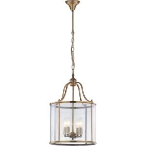 SAFAVIEH Lighting Collection Sutton Place Farmhouse Brass 13-inch Diameter 4-light Adjustable Hanging Pendant Light Fixture (LED Bulbs Included)