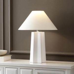 SAFAVIEH Lighting Collection Symone White Resin 22-inch Table Lamp, LED Bulb Included (TBL4599A)