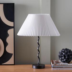 SAFAVIEH Lighting Collection Tali Black & White Pleated Shade 22-inch Table Lamp for Bedroom, Living Room, Home Office, Desk, Nightstand (LED Bulb Included)(Black)
