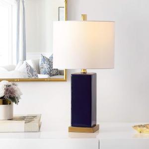 SAFAVIEH Lighting Collection Wendi Modern Navy Blue Ceramic 22-inch Bedroom Living Room Home Office Desk Nightstand Table Lamp (LED Bulb Included)