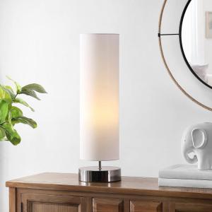 SAFAVIEH Lighting Collection Wick Modern White Cylinder 26-inch Bedroom Living Room Home Office Desk Nightstand Table Lamp (LED Bulb Included)