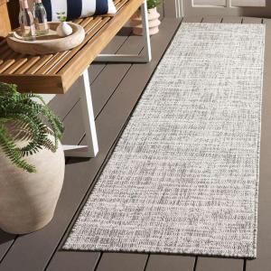 SAFAVIEH Outdoor Area Rug 8×10 – Beach House Collection – Large – Modern Design, Black & Beige, Weather Resistant, Non-Shedding & Easy Cleaning, Ideal for Patio, Backyard, Deck, Dining Space (BHS424Z)(Grey/Ivory)