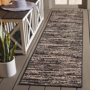 SAFAVIEH Outdoor Area Rug 8×10 – Beach House Collection – Large – Modern Design, Black & Beige, Weather Resistant, Non-Shedding & Easy Cleaning, Ideal for Patio, Backyard, Deck, Dining Space (BHS424Z)(Black/Beige)