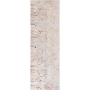 SAFAVIEH Outdoor Area Rug 9×12 – Rainbow Collection – Large – Modern Design, Ivory & Blue Gold, Weather Resistant, Non-Shedding & Easy Cleaning, Ideal for Patio, Backyard, Deck (RBW656A)(Ivory/Blue Gold)