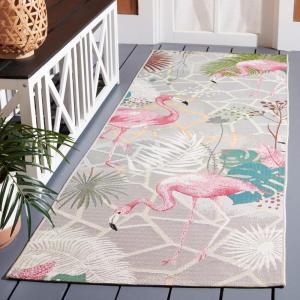 SAFAVIEH Washable Rug Outdoor Barbados Collection – 5’3″ x 7’6″, Grey & Pink, Non-Shedding & Easy to Clean, Ideal for Patio, Backyard, Mudroom (BAR551F)(Grey/Pink)