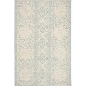 SAFAVIEH Washable Rug Outdoor Beach House Collection – 5’3″ x 7’6″, Cream & Beige, Non-Shedding & Easy to Clean, Ideal for Patio, Backyard, Mudroom (BHS174A)(Aqua/Cream)