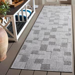 SAFAVIEH Washable Rug Outdoor Milos Collection – 5′ x 7’6″, Beige, Non-Shedding & Easy to Clean, Ideal for Patio, Backyard, Mudroom (MLO108B)(Grey)