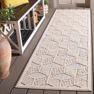 SAFAVIEH Washable Rug Outdoor Milos Collection – 5′ x 7’6″, Ivory, Non-Shedding & Easy to Clean, Ideal for Patio, Backyard, Mudroom (MLO114A)(Ivory)