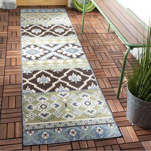 SAFAVIEH Washable Rug Outdoor Veranda Collection – 8′ x 11′, Beige & Grey, Non-Shedding & Easy to Clean, Ideal for Patio, Backyard, Mudroom (VER097-3413)(Chocolate/Blue)