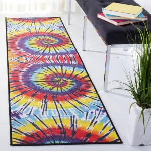 SAFAVIEH Washable Rug Paint Brush Collection – 5’5″ x 7’6″, Fuchsia & Yellow, Slip Resistant & Easy to Clean, Ideal for Living Room, Bedroom, Nursery, Kids Playroom, Dining Space (PTB127A)(Fuchsia/Yellow)