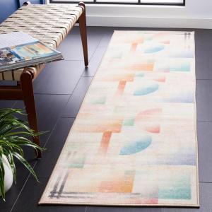 SAFAVIEH Washable Rug Paint Brush Collection – 7’9″ x 10′, Pink & Blue, Slip Resistant & Easy to Clean, Ideal for Living Room, Bedroom, Nursery, Kids Playroom, Dining Space (PTB189U)(Pink/Blue)