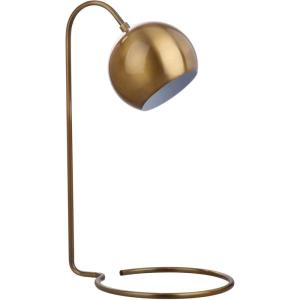 Safavieh Lighting Collection Bartolo Brass Gold 22-inch Bedroom Living Room Home Office Desk Dorm Study Nightstand Task Table Lamp (LED Bulb Included)(Brass)