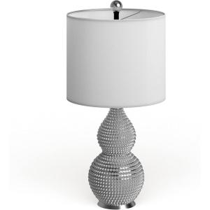 Safavieh Lighting Collection Clarabel Silver Chrome Studded 20-inch Bedroom Living Room Home Office Desk Nightstand Table Lamp (LED Bulb Included)