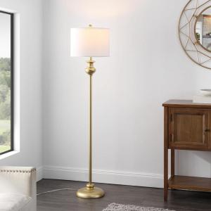 Safavieh Lighting Collection Erlan Antique Black 61-inch Floor Lamp (LED Bulb Included)(Gold)