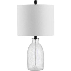 Safavieh Lighting Collection Nakula Clear Glass 23-inch Bedroom Living Room Home Office Desk Nightstand Table Lamp (LED Bulb Included)