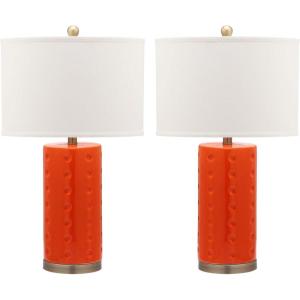 Safavieh Lighting Collection Roxanne Navy Table Lamp, Set of 2(Orange – Set of 2)