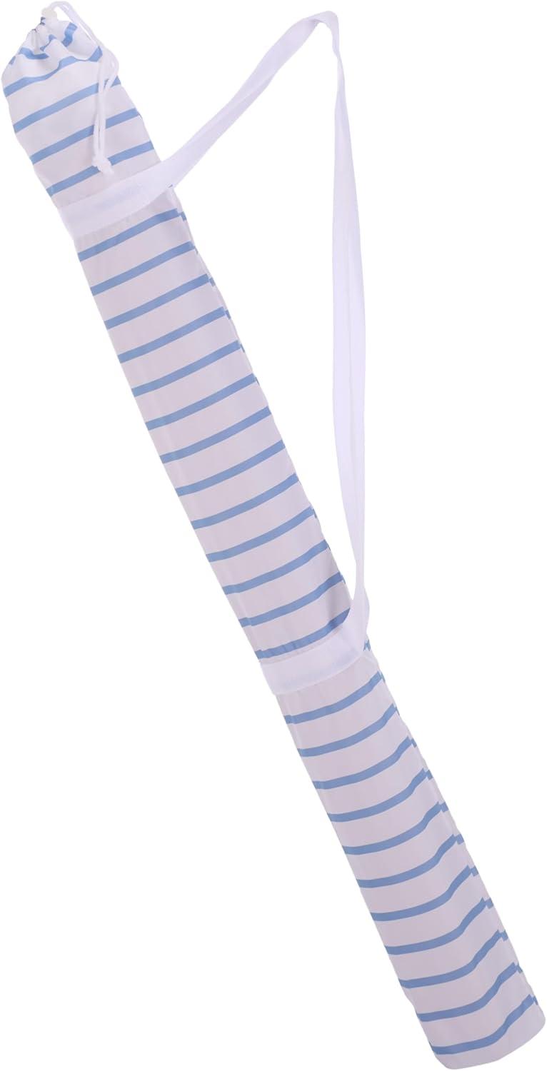 image:imageSAFAVIEH Outdoor Bella 65 FT Beach Umbrella Canopy with White Fringe Trim Tilt Function Aluminum Pole Weather Resistant for Beach Patio Garden PAT8504Baby Blue Stripe