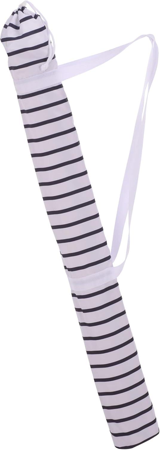 image:imageSAFAVIEH Outdoor Bella 65 FT Beach Umbrella Canopy with White Fringe Trim Tilt Function Aluminum Pole Weather Resistant for Beach Patio Garden PAT8504Navy Striped