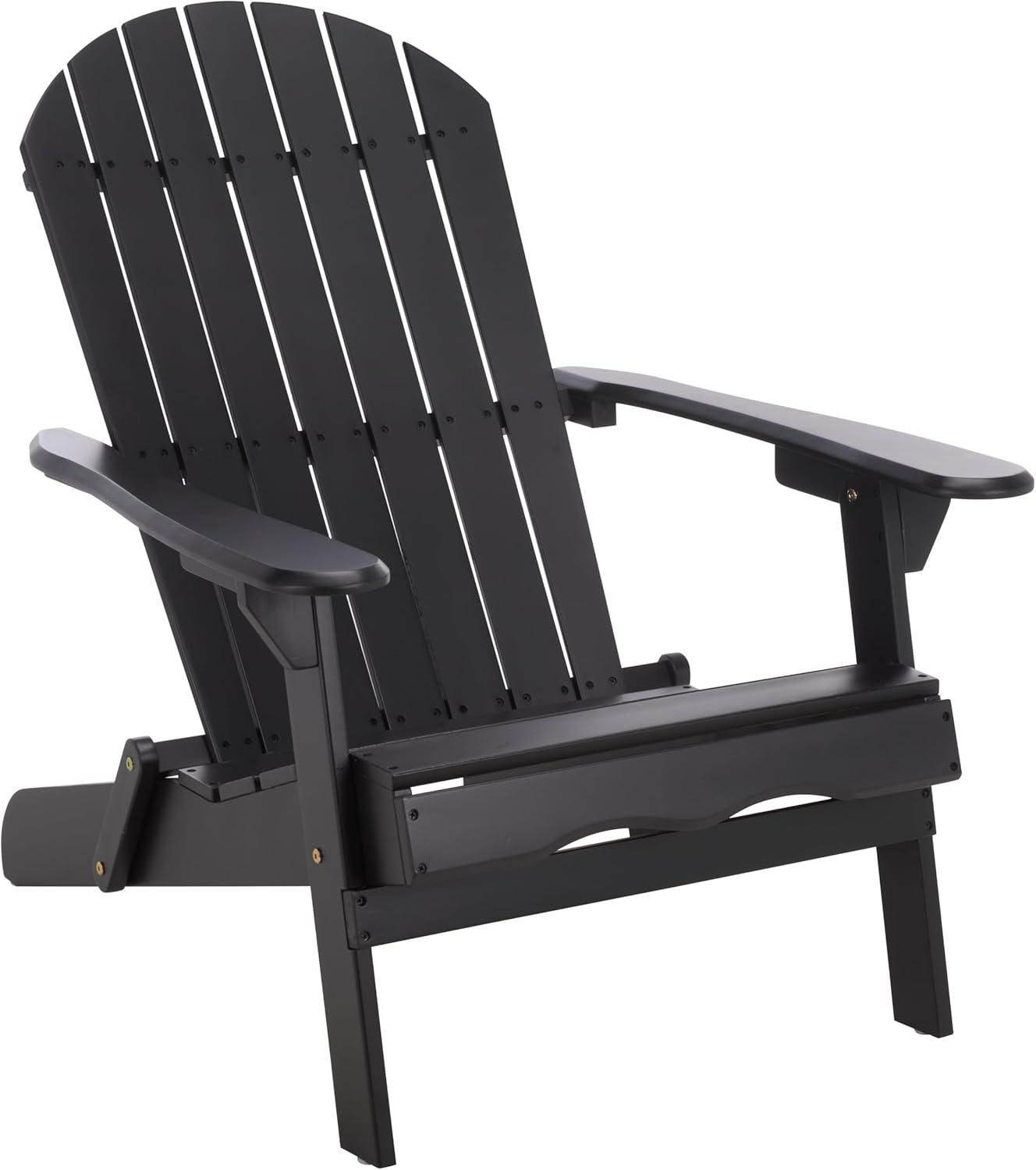 image:imageSAFAVIEH Outdoor Eden Adirondack Chair White Solid Wood Weather Resistant Ideal for Patio Deck Porch Backyard 175 Seat Height PAT6000EBlack