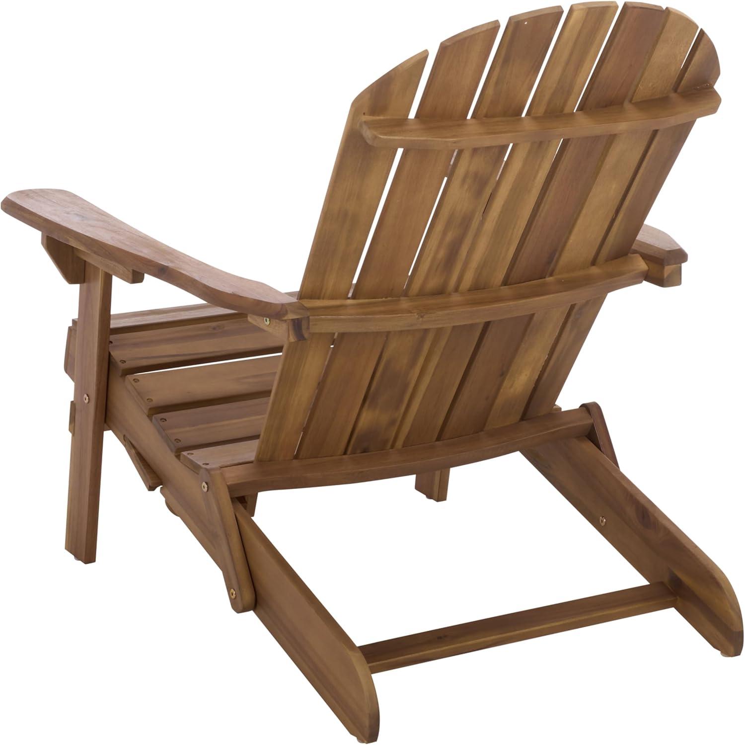 image:imageSAFAVIEH Outdoor Eden Adirondack Chair White Solid Wood Weather Resistant Ideal for Patio Deck Porch Backyard 175 Seat Height PAT6000ETeak