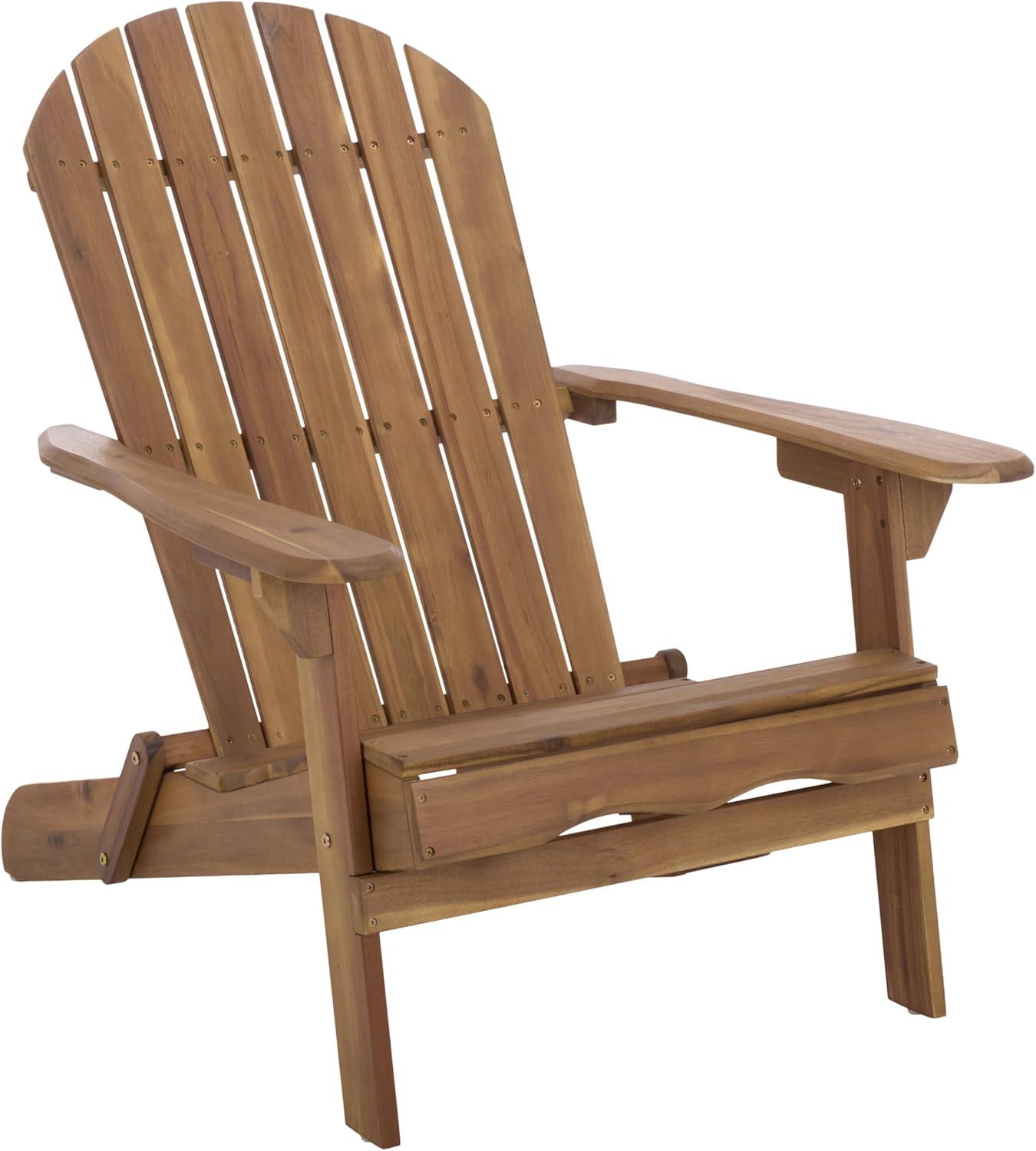 image:imageSAFAVIEH Outdoor Eden Adirondack Chair White Solid Wood Weather Resistant Ideal for Patio Deck Porch Backyard 175 Seat Height PAT6000ETeak