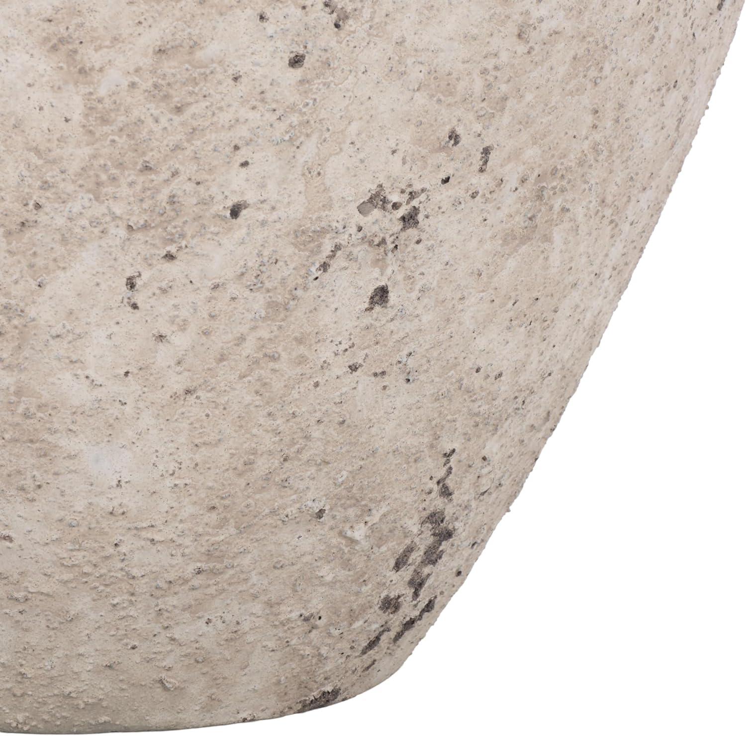 image:imageSAFAVIEH Outdoor Ramsey Planter Pot with Drainage Antique White Ficonstone Cement Weather Resistant Ideal for Patio Garden Backyard 142 Wx 142 D x 13 H PAT1553BAntique White