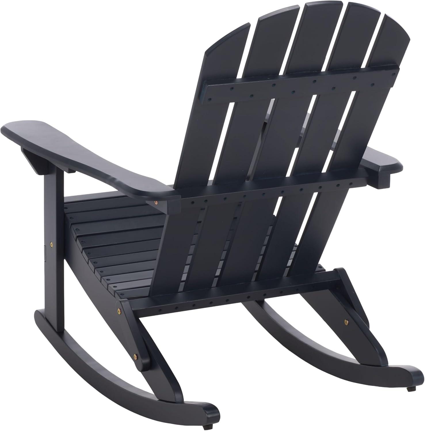 image:imageSAFAVIEH Outdoor Stowe Adirondack Rocking Chair TeakBrown Solid Wood Weather Resistant Ideal for Patio Deck Porch Backyard 183 Seat Height PAT6001AMidnight Blue