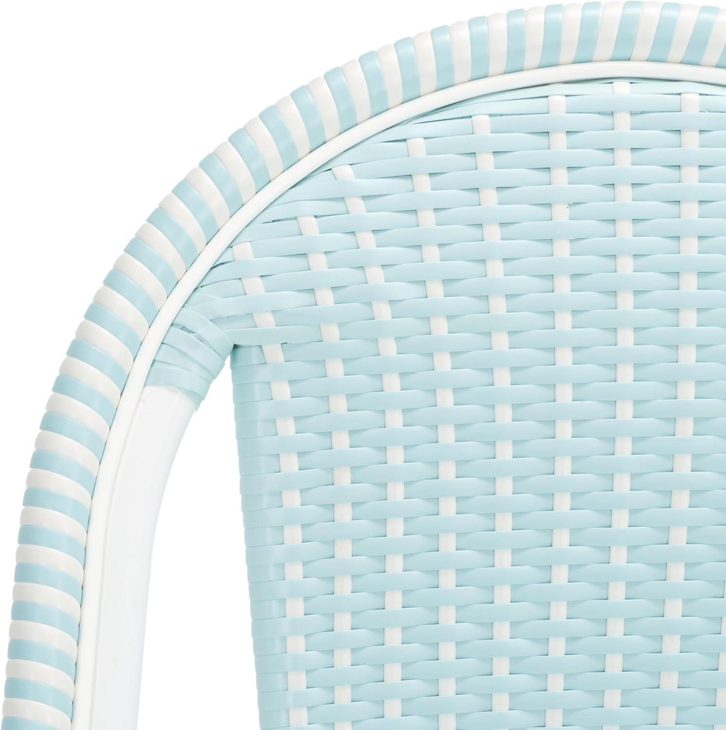 image:imageSAFAVIEH Outdoor Collection California White Bistro Woven Coastal 25inch Counter Stool Fully AssembledBaby BlueWhite