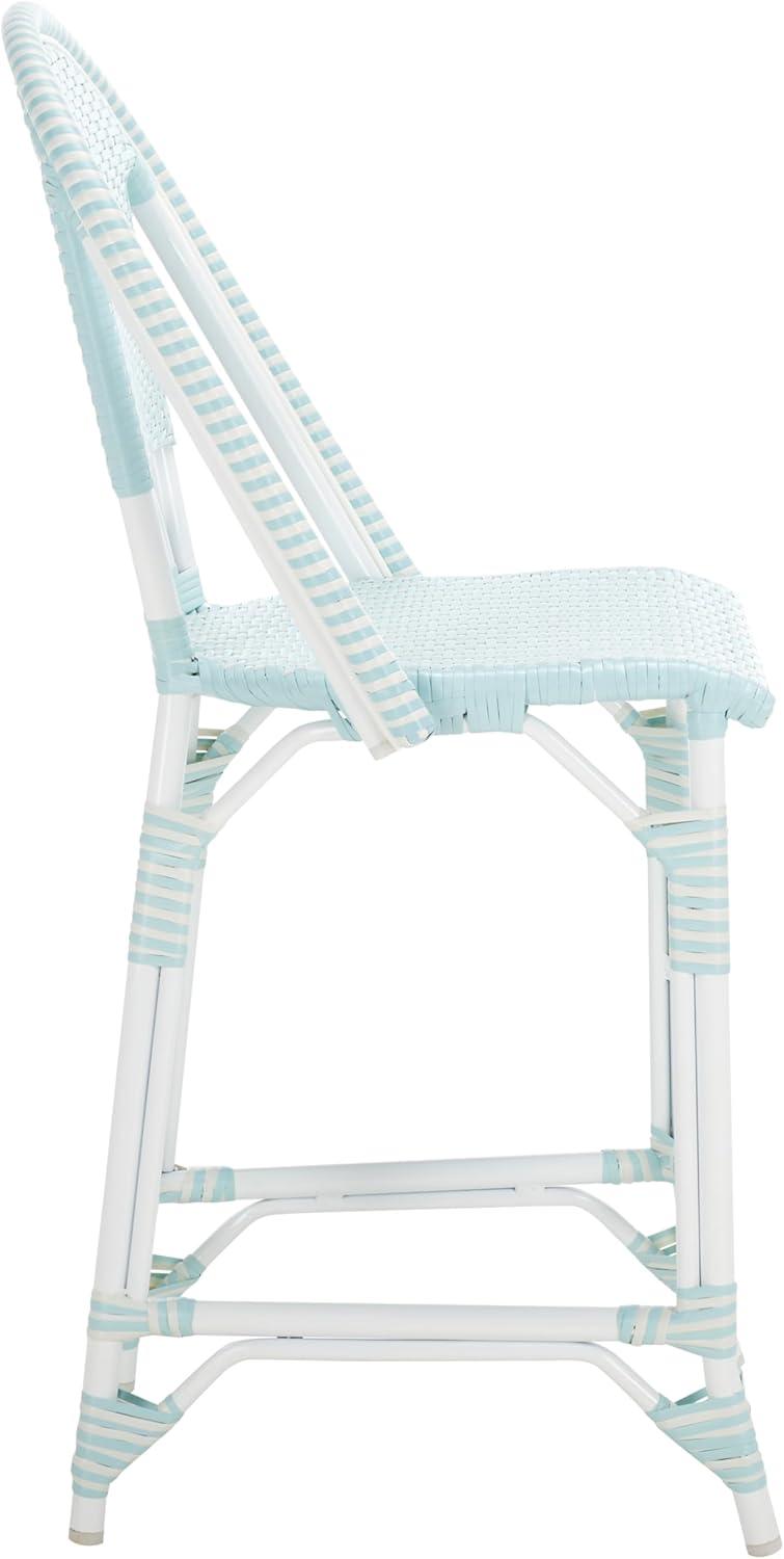 image:imageSAFAVIEH Outdoor Collection California White Bistro Woven Coastal 25inch Counter Stool Fully AssembledBaby BlueWhite