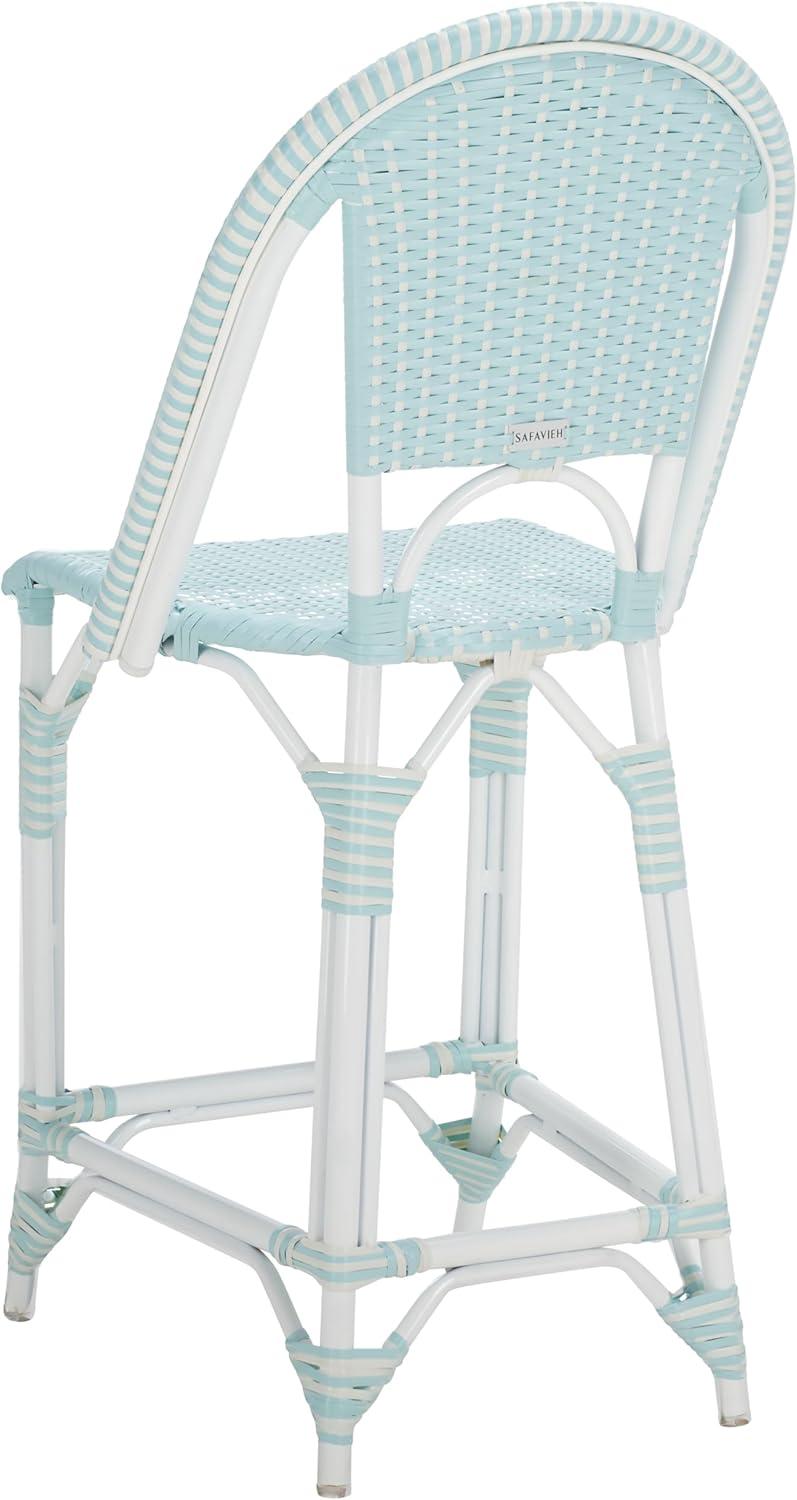 image:imageSAFAVIEH Outdoor Collection California White Bistro Woven Coastal 25inch Counter Stool Fully AssembledBaby BlueWhite