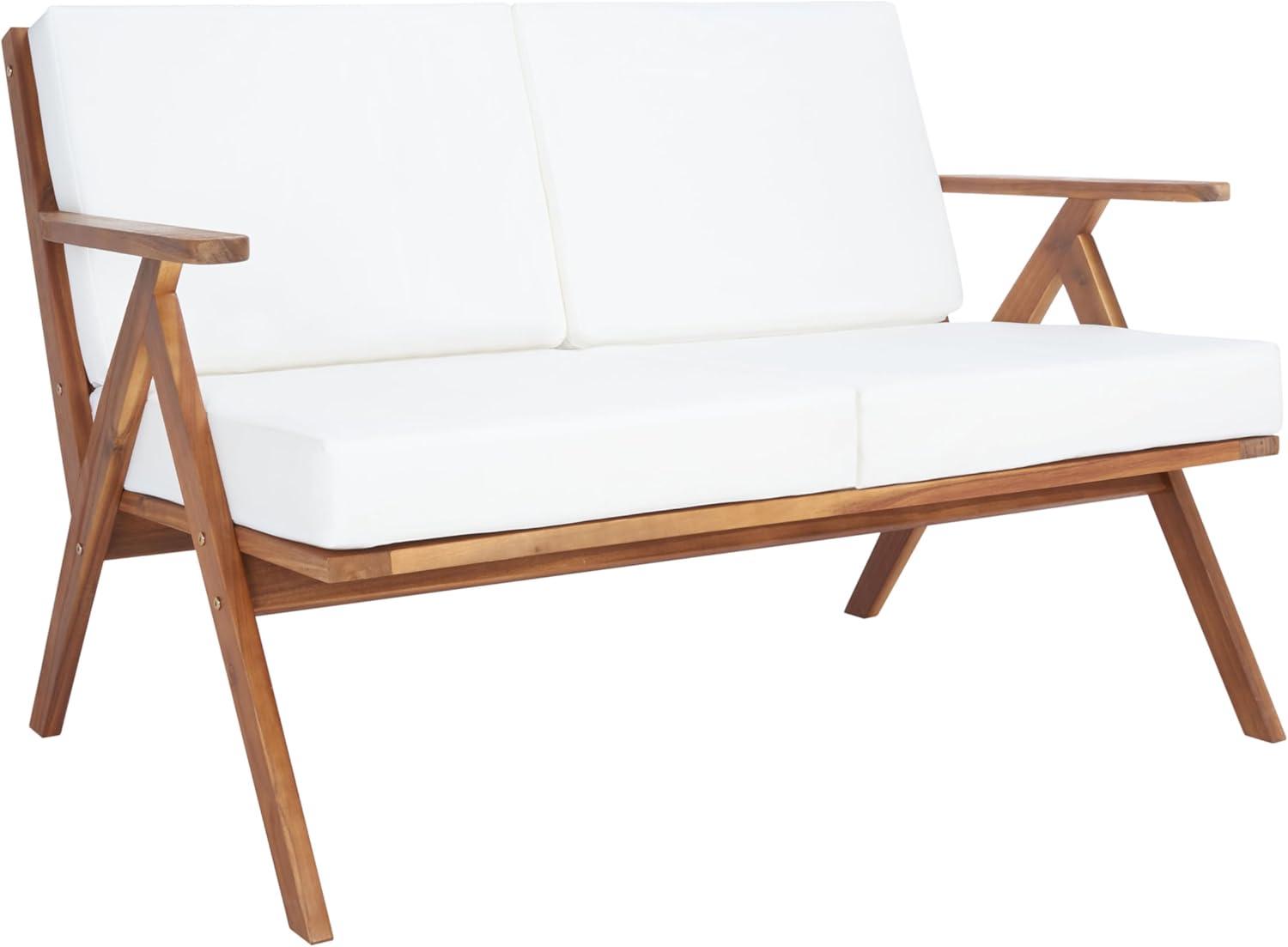 image:imageSAFAVIEH Outdoor Collection Dryad NaturalLight Grey Cushion Solid Wood 5Piece Conversation Patio SetNaturalBeige